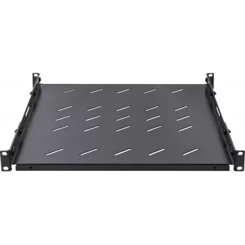 Rockstable 1U 19 collu pastiprināts statīva plaukts - 100 kg nestspēja, SPCC tērauds, melns (RS19-SFH78)