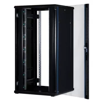 Rockstable 32 HE 19 collu servera skapis ar stikla durvīm - Brīvi stāvošs statīvs - 32U - 800 kg - Aizslēdzams - Montāžas sliedes - Regulējamas kājiņas (RS19-8832)