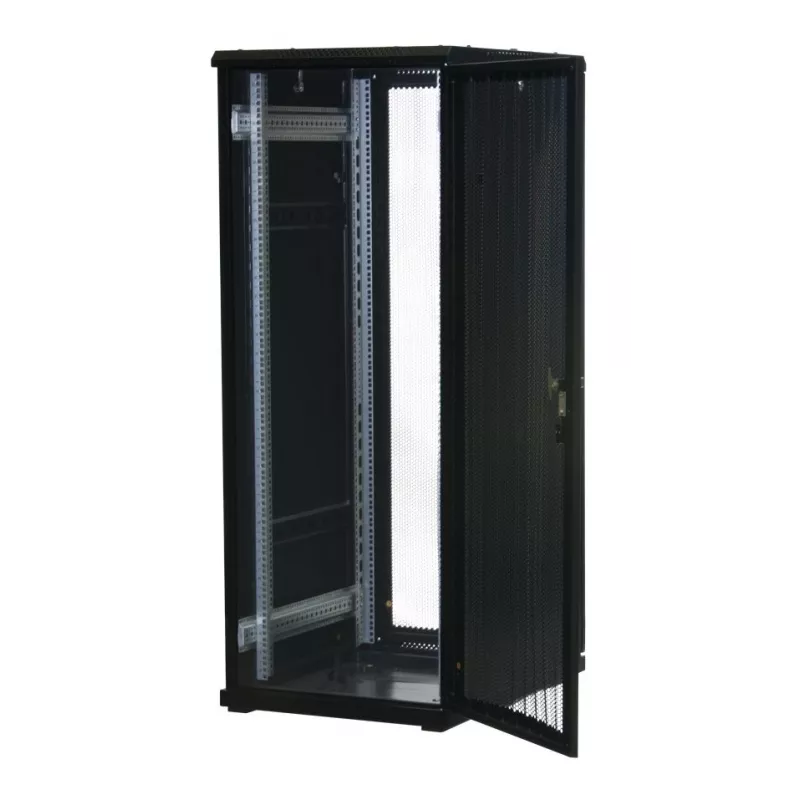 Rockstable 32U 19 inch Server Rack with Mesh Doors - Freestanding Frame - 32U - 800 kg - Lock - Mounting Rails - Adjustable Feet (RS19-6832PP)