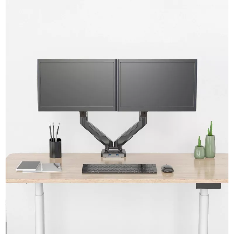 Rockstable RS-MM007 Advanced Dual Monitor Mount - Clamp / Grommet - 13 kg - 15-27 inches - 100x100 mm - Black