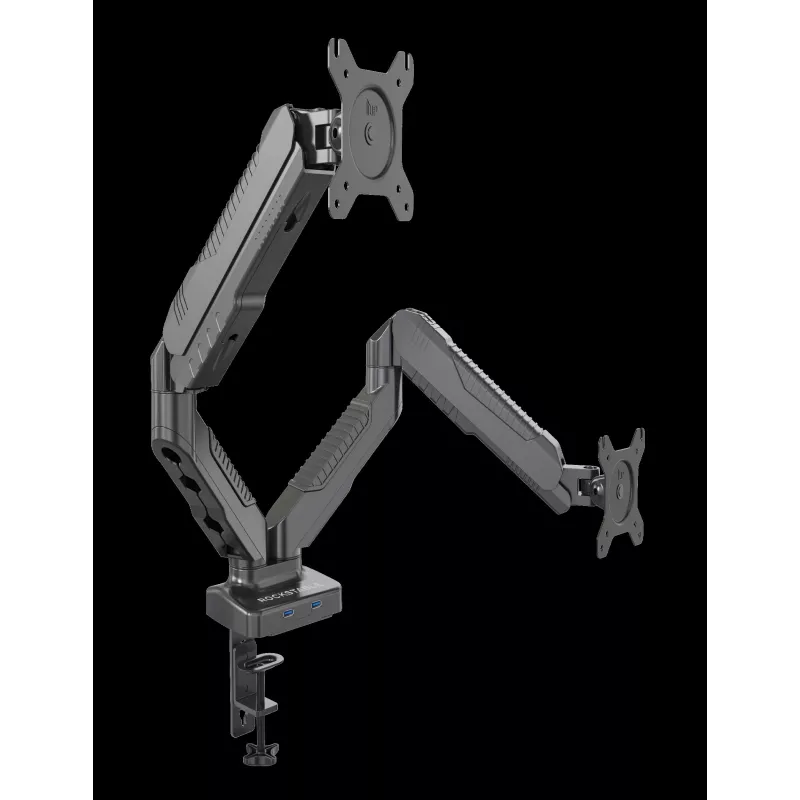 Rockstable RS-MM007 Advanced Dual Monitor Mount - Clamp / Grommet - 13 kg - 15-27 inches - 100x100 mm - Black
