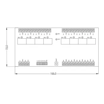ROGER XM-8DR-BRD I/O paplašinātāja modulis, 8 ieejas, 8 releju izejas, RS485