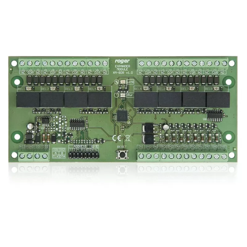 ROGER XM-8DR-BRD I/O paplašinātāja modulis, 8 ieejas, 8 releju izejas, RS485