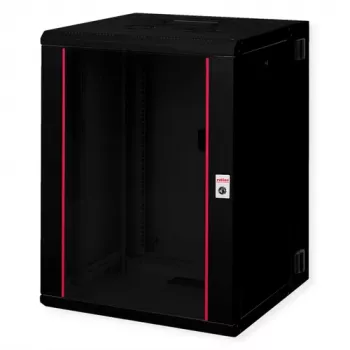 ROLINE 19 inch sienas skapis Pro 16U 600x600 DxW divdaļīgs pagriežams melns (26.21.0183)