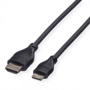 ROLINE HDMI High Speed Cable with Ethernet, HDMI Type A Male to Mini HDMI Type C Male, 1 m, Melns