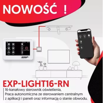 Ropam EXP-LIGHT16-RN – 16 kanālu releja paplašinājuma modulis RopamNet kopnei