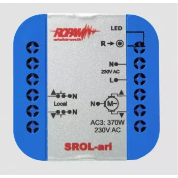 ROPAM SROL-ari bezvadu žalūziju vadības modulis, 230VAC, ampērometriskais sensors, žalūziju statuss lietotnē un skārienpanelī (IP64)