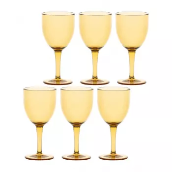 ROSE&TULIPANI FIABA 6 akrila vīna glāžu komplekts 400 ml, dzintara krāsā