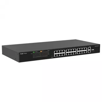 RUIJIE RG-ES126FGS-P 24-Port Gigabit PoE+ Smart Managed Switch ar 2 SFP Uplinks, 370W Budžets, Rackmount, Reyee Series