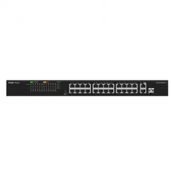 RUIJIE RG-ES126FGS-P 24-Port Gigabit PoE+ Smart Managed Switch ar 2 SFP Uplinks, 370W Budžets, Rackmount, Reyee Series