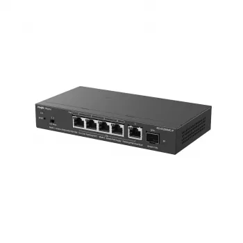 RUIJIE RG-ES206MG-P 6-Portu Gigabit PoE+ Slēdzis ar 4 PoE+ Portiem un 2 SFP Slotiem, Nepārvaldāms, Galda/Sienas Montāžai