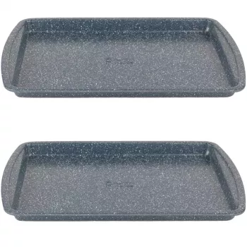 Russell Hobbs RH03858 Nightfall Stone Cepešpanna 2 gab., oglekļa tērauds, nepiedegoša, cepeškrāsns droša līdz 230°C, taisnstūrveida, tumši pelēka/melna