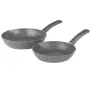 Salter BW09071AR Easy Pour 2 Piece Fry Pan Set - 20cm & 24cm, Forged Aluminium, PFOA-Free Non-Stick, Induction Compatible, Black/Grey