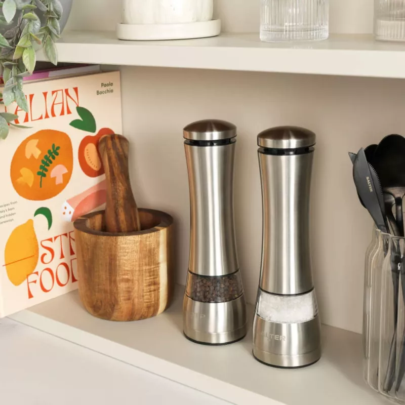 Salter BW118471EU7 Electric Mill Set - Brushed Stainless Steel