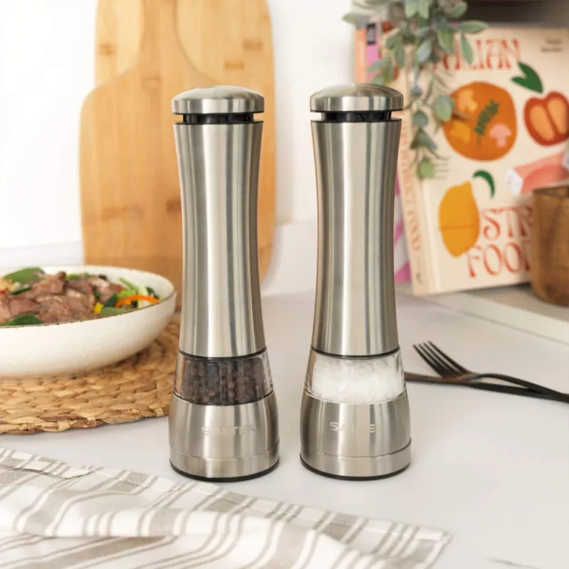 Salter BW118471EU7 Electric Mill Set - Brushed Stainless Steel