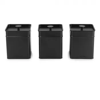 Salter BW124571EU7 Kuro 3-Piece Canister Set - Black Bamboo Lid Airtight Storage