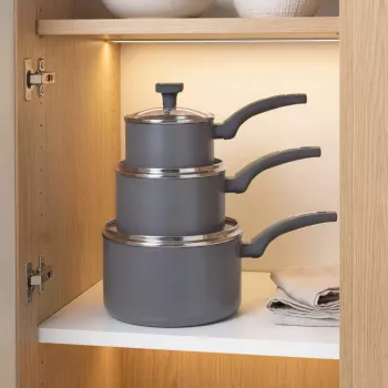 Salter BW14718 Alto 16cm Katliņš - Kalts Alumīnijs, Bez PFOA Nepiedegošs, Piemērots Indukcijai, Melns