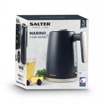 Salter EK5561BGRYFVDE Marino Rapid Boil Tējkanna - 1.7L, 3000W, Nerūsējošais tērauds, Pelēka