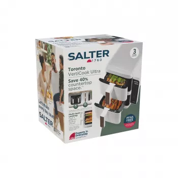 Salter EK6642VDE VertiCook Ultra Vertikālais Veselīgais Grils un Gaisa Friterators, 1500 W, Melns un Sudrabs