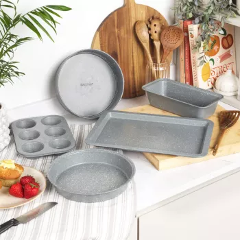 Salter Marblestone 37cm Cepšanas Paplāte - Nelīpoša Oglekļa Tērauda, Pelēks Marmora Efekts