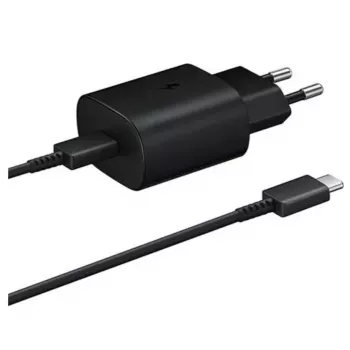Samsung 25W USB-C Super Fast Charging ceļojumu lādētājs ar USB-C uz USB-C kabeli - Melns