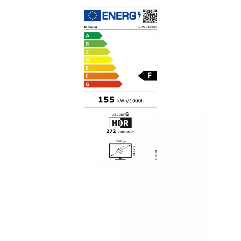 Samsung GU85U8079HUXZG 85 collu 4K Ultra HD LED Smart TV ar Tizen, HDR10+, Crystal Processor 4K, 3 HDMI, 2 USB, Wi-Fi, LAN, Bluetooth, VESA 400x300, 20W skaļruņi, DVB-T2/C/S2, DE versija