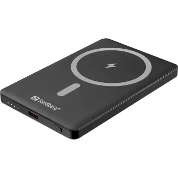 Sandberg Magnet Powerbank 5000 Saver – 5000 mAh, 20W Power Delivery, Melns