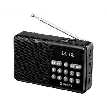 SANDBERG Speaker Radio FM+BT Recharge pārnēsājams Bluetooth skaļrunis ar FM radio, AUX, USB, MicroSD, 6W, melns