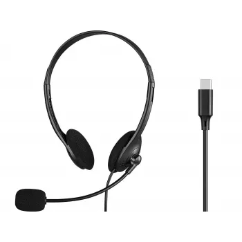 SANDBERG USB-C On-Ear Headset Bulk ar trokšņu slāpējošu mikrofona kātu un vadības pogām (825-31)