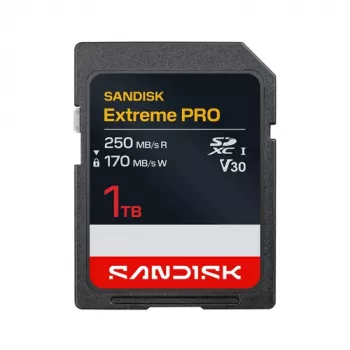 SanDisk Extreme Pro SDXC 1TB līdz 250MB/s lasīšana, 170MB/s rakstīšana, UHS-I, 4K UHD