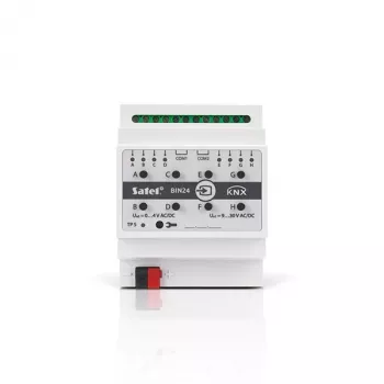 SATEL KNX-BIN24 8 kanālu bināro ieeju modulis, DIN sliedei, KNX TP