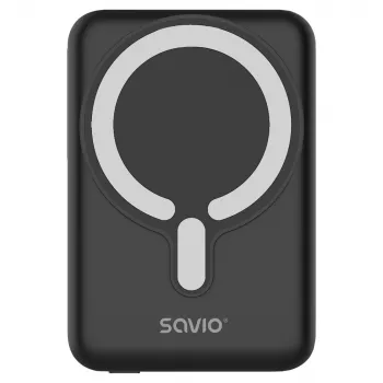 Savio BA-12 Magnētiskais bezvadu power bank 10000 mAh Melns