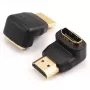 SBOX AD.HDMI-F/M-90/R 90° HDMI vīriešu–sieviešu adapteris, 4K 60Hz, zeltīti kontakti, melns