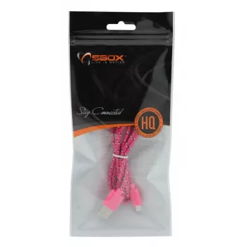 SBOX USB-1031P USB uz Micro USB kabelis 1m Rozā