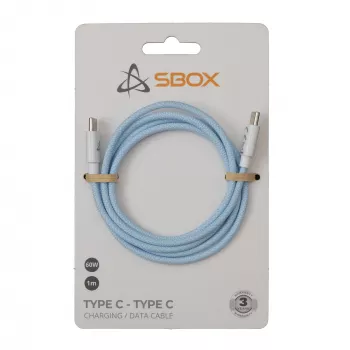 SBOX USB-C uz USB-C kabelis 1m zils - uzlādei un datu sinhronizācijai