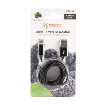 SBOX USB-TYPEC-15B USB-A uz USB-C kabelis 1,5 m Blackberry Black