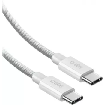 SBS USB-C uz USB-C neilona pīts kabelis 2m 100W balts