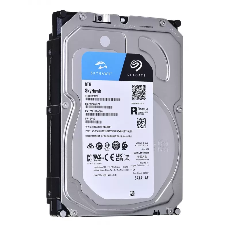 Seagate SkyHawk ST8000VX010 8 TB Iekšējais cietais disks novērošanas sistēmām - 3.5 collu SATA 6Gb/s