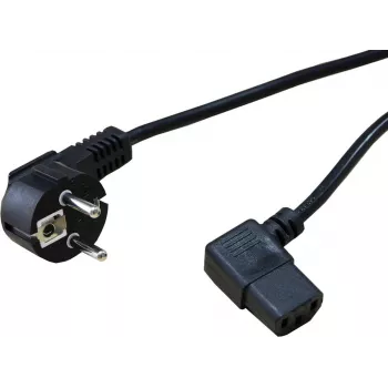 SECOMP STANDARD barošanas kabelis ar leņķa IEC C13 savienotāju, CEE 7/7 uz IEC C13, 1,8 m, melns S2307
