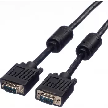 SECOMP STANDARD SVGA kabelis HD15 ar ferīta serdeņiem, ST-ST, melns, 10 m (S3618)
