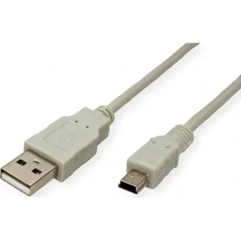 SECOMP STANDARD USB 2.0 kabelis, Type A uz 5-Pin Mini, bēšs, 0,8 m (S3141)