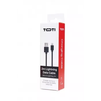 SEEK TOTI USB-A uz Lightning, 2m PVC Datu Kabelis 2A (nav MFI), Melns