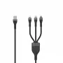SEEK TOTI USB A to Micro USB / USB-C / Lightning 1.5m Braided Cable 2A (Non-MFI) Black