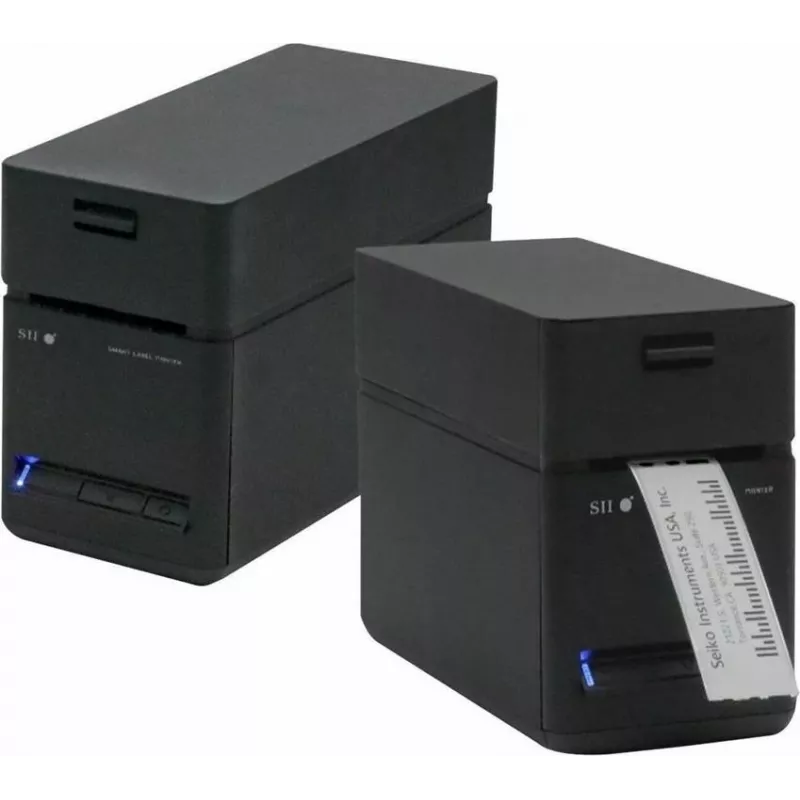 SEIKO SLP-720RT bezvadu LAN etiķešu printeris, 300 dpi tiešā termiskā druka, USB/Ethernet/Wi-Fi, automātiskais griezējs, melns/pelēks