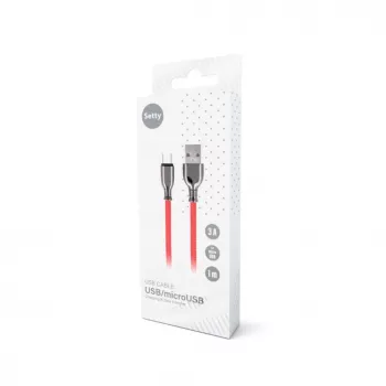 Setty USB-A to Micro-USB kabelis 1.0 m 3A ātrā uzlāde Sarkans FC-M
