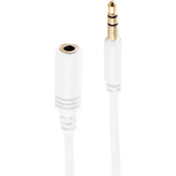 SHIVERPEAKS BASIC-S Super Slim 3,5 mm stereo audio pagarinājuma kabelis, vīrišķais uz sievišķo, zelta pārklājums, balts, 1,5 m (BS33982-W)