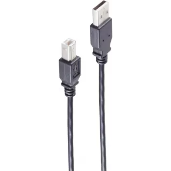 SHIVERPEAKS BS13-23015 USB 2.0 kabelis, USB-A male uz USB-B male, 0,5 m, melns, 480 Mbps, folijas un pinuma ekranējums
