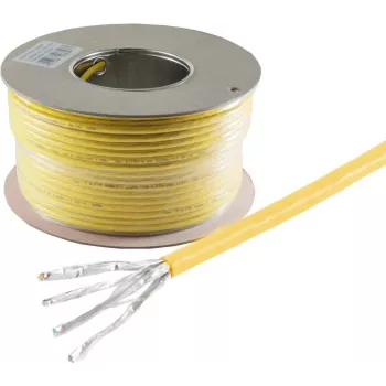 SHIVERPEAKS BS75500-A+-100SSP Cat.7a S/FTP tīkla kabelis, 100 m, dzeltens, LSZH, 1000 MHz, 10 Gbps, 23 AWG viendzīslu varš