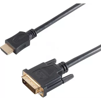 SHIVERPEAKS BS77481 HDMI Type A male to DVI-D male video cable adapter, 1,5 m, melns, zelta pārklājums, trīskāršs ekranējums, atbalsta 1920x1200