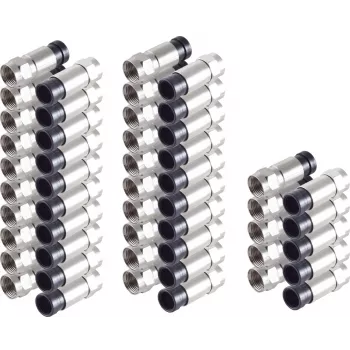 SHIVERPEAKS BS85029-A-SET25 F tipa kompresijas savienotājs 7 mm koaksiālajam kabelim, 25 gab., niķelēts misiņš, 75 Ohm, laikapstākļiem izturīgs, sudraba